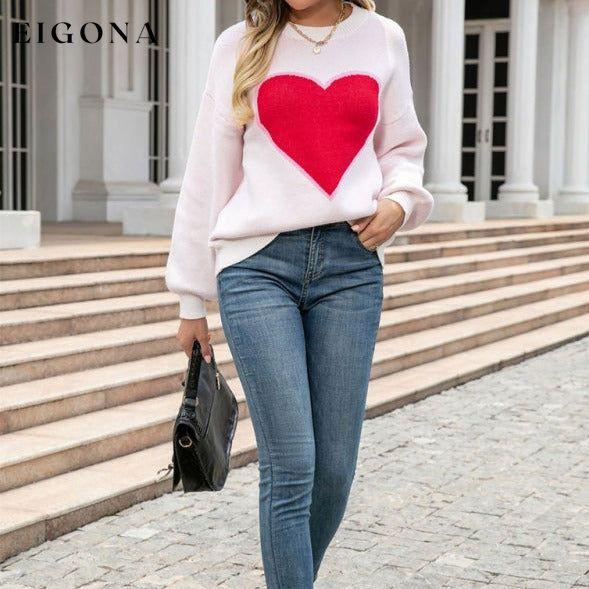 Women's love round neck knitted Heart pullover sweater clothes Sweater sweaters Sweatshirt