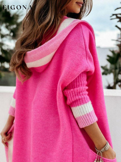 Women's loose hooded warm twist knitted Long Cardigan Sweater cardigan cardigans clothes Sweater sweaters