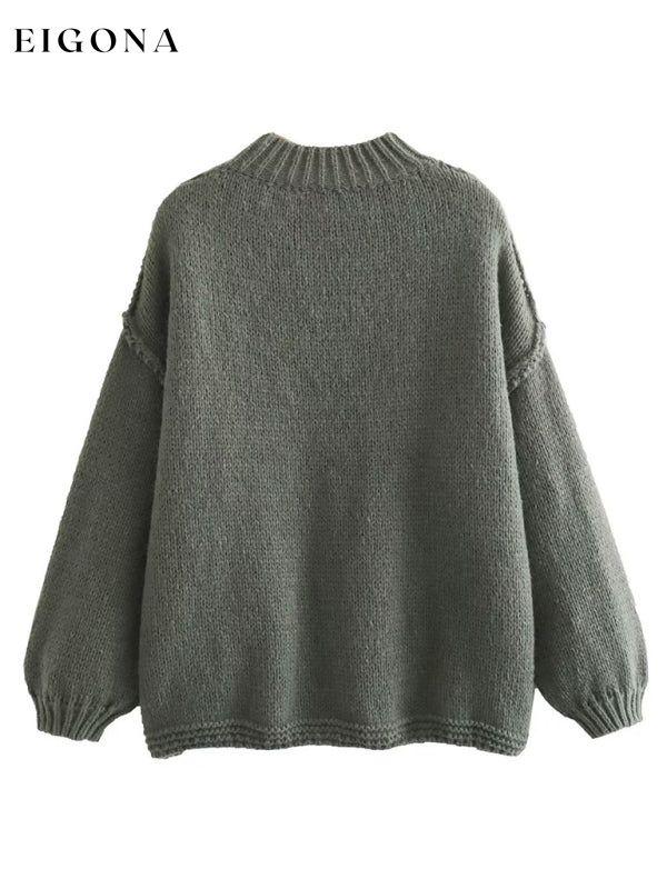 Women's Street Fashion Seamless Long Sleeve Loose Knit Fashion Sweater Green clothes Sweater sweaters Sweatshirt