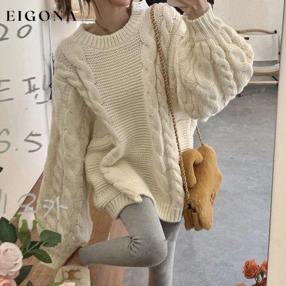 Women's new thickened lazy style loose and slim mid-length lantern sleeve sweater clothes Sweater sweaters Sweatshirt