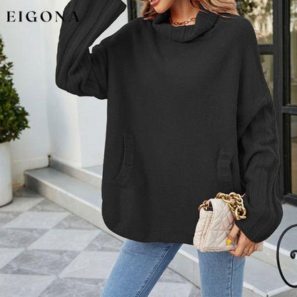 women's loose large size turtleneck sweater Black clothes Sweater sweaters