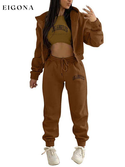 New letter printed hooded sports and leisure suit (three-piece set) clothes lounge wear set sets