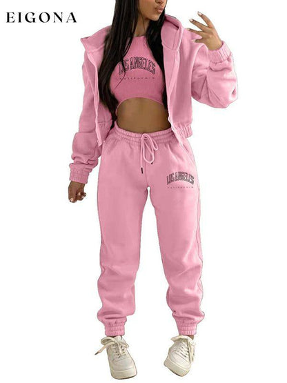 New letter printed hooded sports and leisure suit (three-piece set) clothes lounge wear set sets