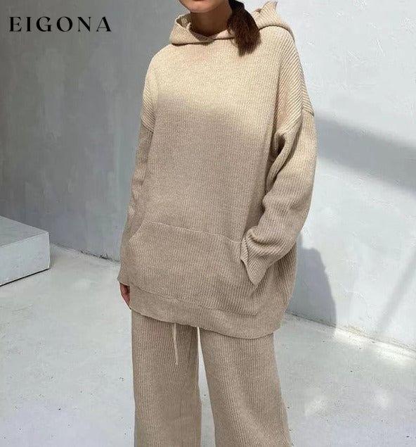 Women's Home Fashion Sports Sweatshirt Set Two-Piece Set Cracker khaki clothes Lounge Pajamas]