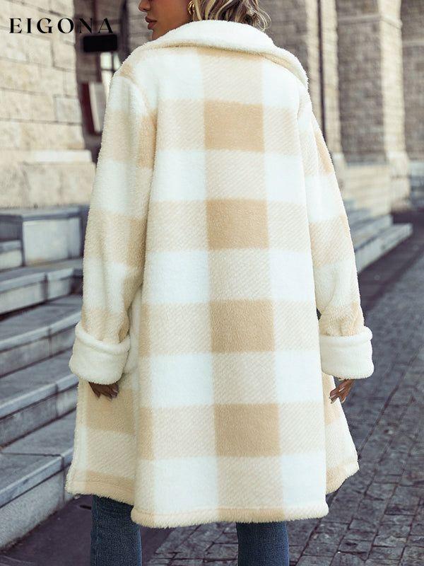 Women's lapel plaid single-breasted plush coat clothes Jackets & Coats