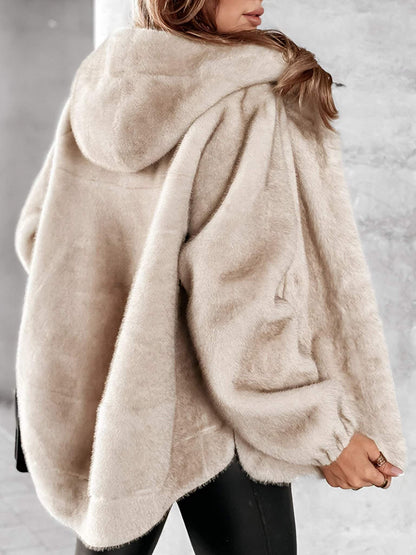 Women's Hooded Long Sleeve Furry Autumn and Winter Coat Coats Tops