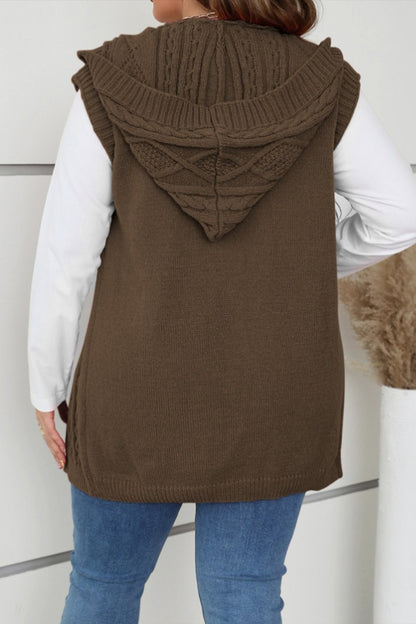 Women's casual sleeveless hooded knitted cardigan cardigans sweaters Top