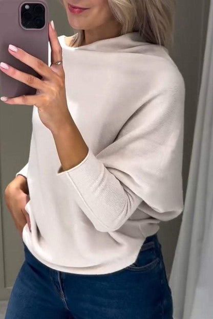 Women's High Collar Long Sleeve Casual Knitted Top Sweatshirt Tops