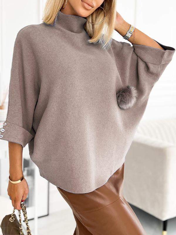 Women's Turtleneck Mid-long-sleeved Knit Sweater Top Sweater Tops