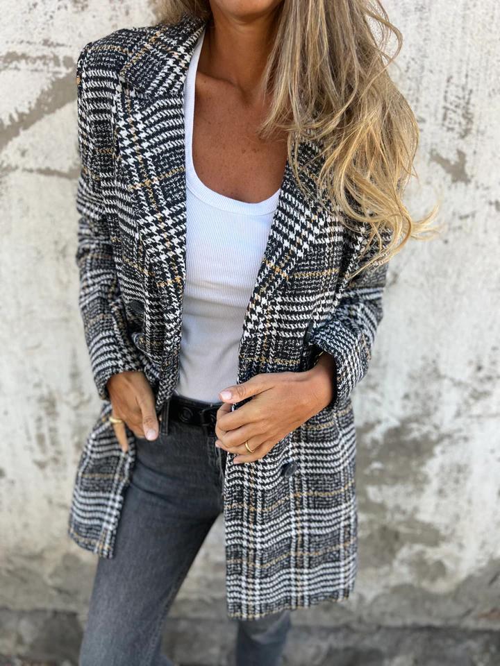 Casual Lapel Plaid Blazer Blazer cotton