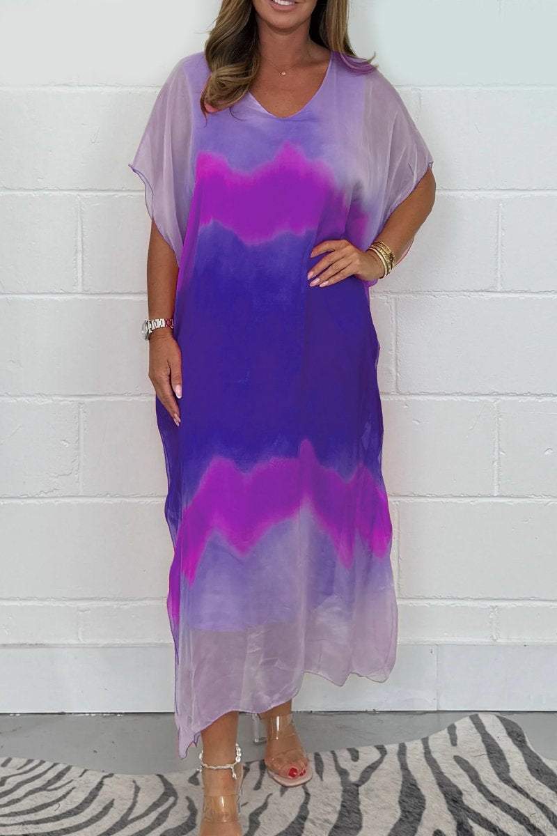 Women's long Chiffon Maxi Dip Dye Dress Fashion Trends