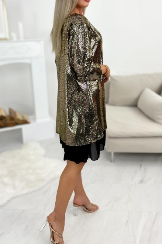 Ladies Casual Elegant V Neck Sequin Dress Dress smidi dress