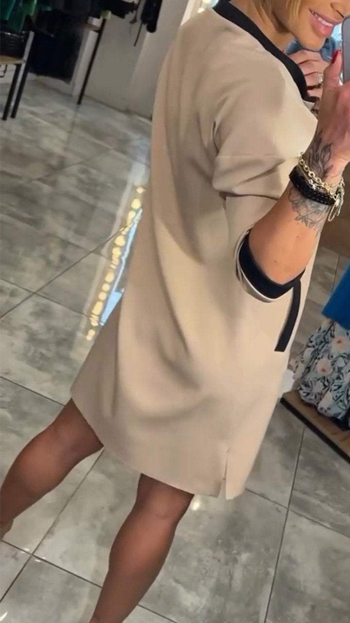 Women's Temperament Solid Color Mid-sleeve Dress dress