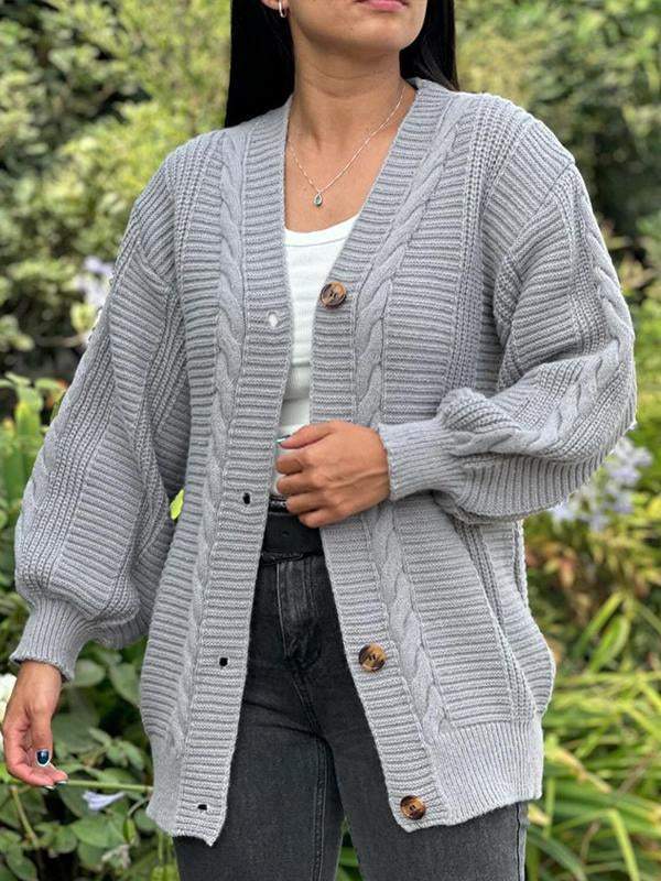 Women's V-neck Long-sleeved Knitted Cardigan Cardigan Knitted