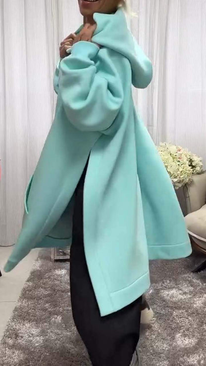 Women's Casual Solid Color Slit Hoodie hoodie top