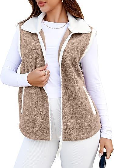 Women's Lapel Plush Vest Tops Vest