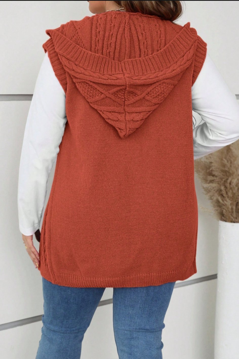 Women's casual sleeveless hooded knitted cardigan cardigans sweaters Top