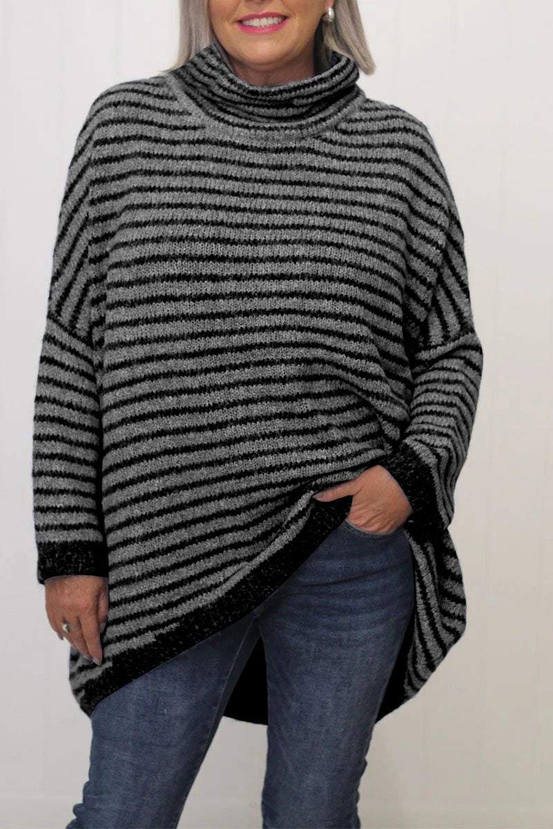 Women's Casual Striped Long Sleeve Sweater Sweaters Tops