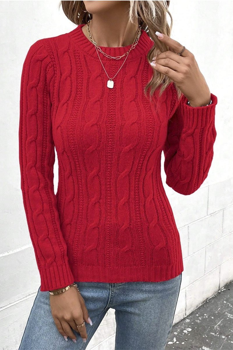 Women's Round Neck Solid Color Knitted Sweater sweaters Top