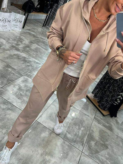 Women's Hooded Long-sleeved Casual Suit Suit Two piece sets