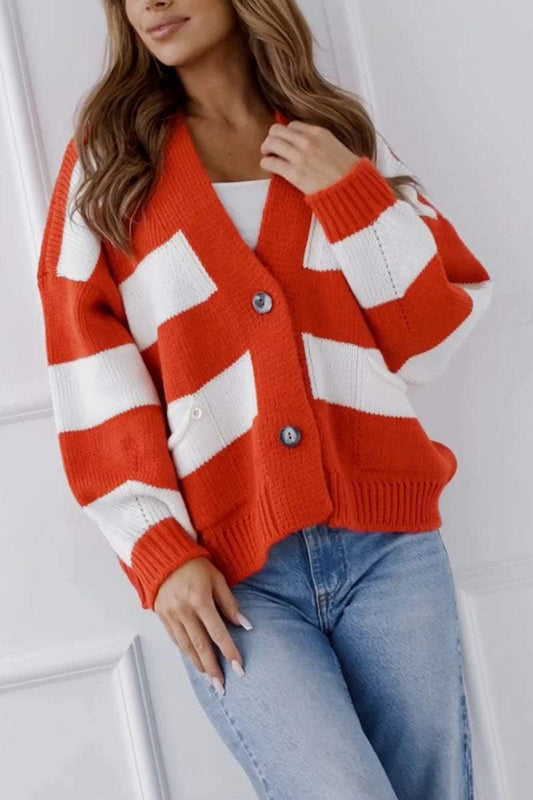 Women's Striped Casual Knit Sweater Sweater Tops