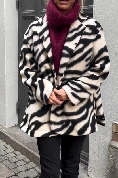 Casual zebra print coat Coats jackets Top