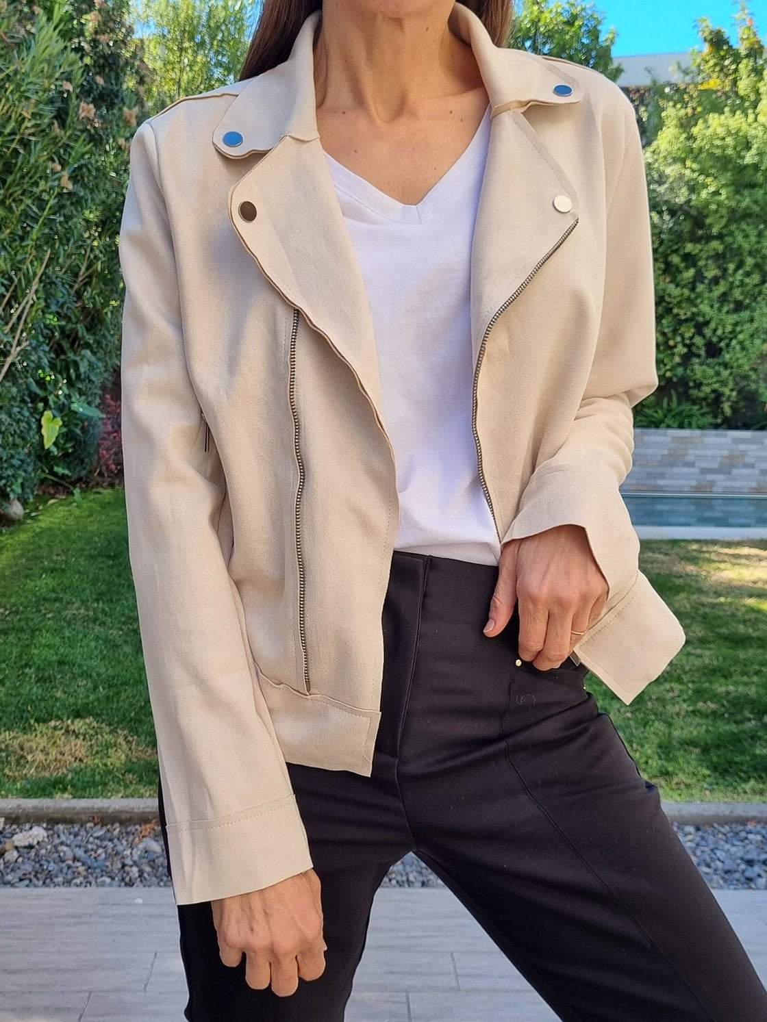 Women's Casual Suede Cropped Jacket Jackets