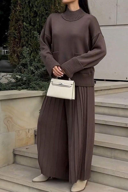 Women's Turtleneck Long Sleeve Sweatshirt Two Piece Set Pant sets Two piece sets