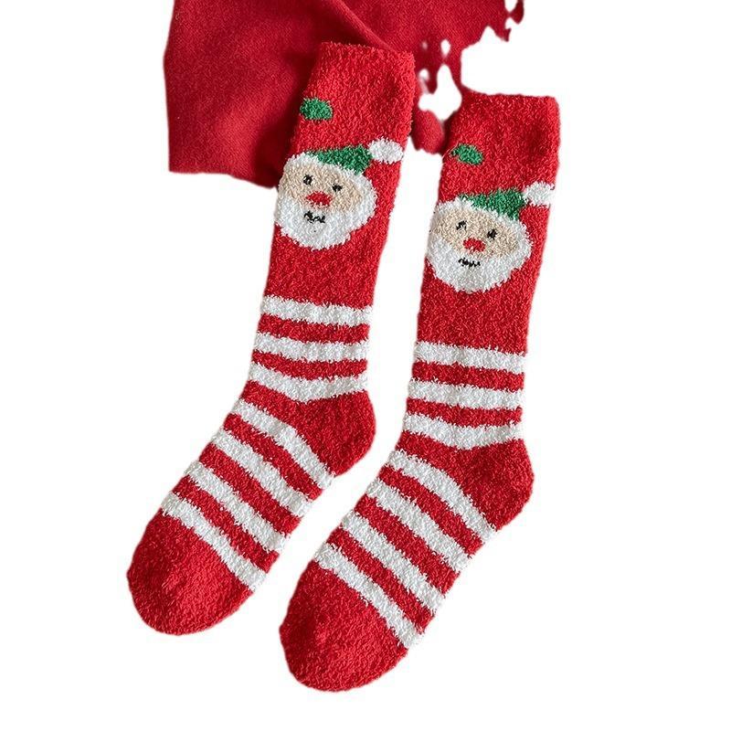 Women's Christmas Non-shedding thickened coral fleece stockings Socks