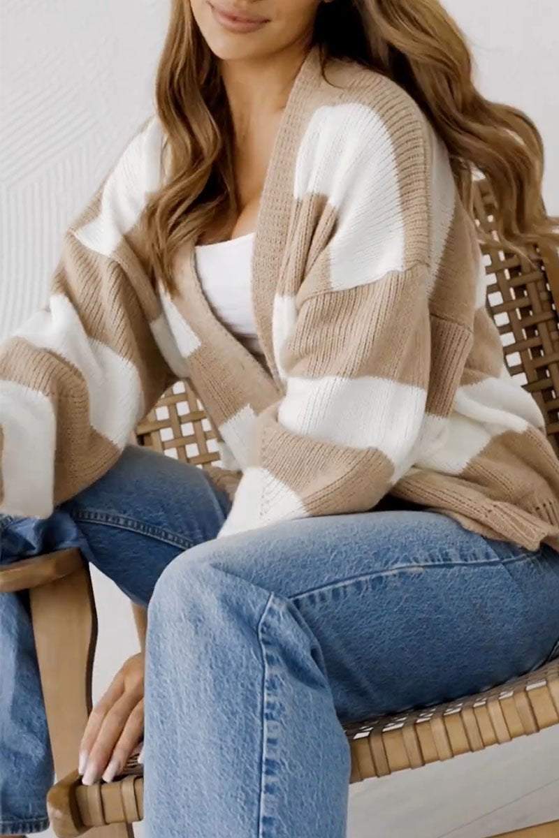 Women's Striped Casual Knit Sweater Sweater Tops