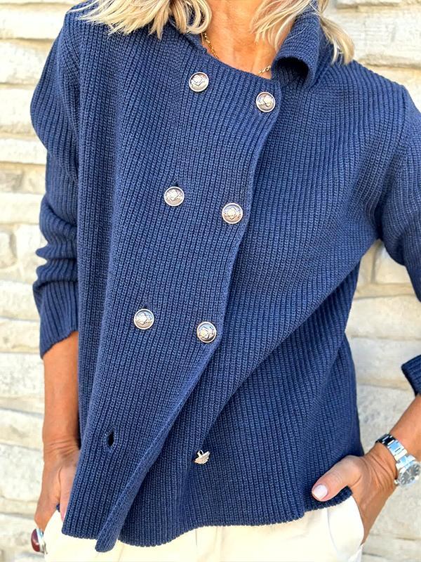 Women's Fall/winter Lapel Double-breasted Button-up Top Cardigans Sweaters Tops