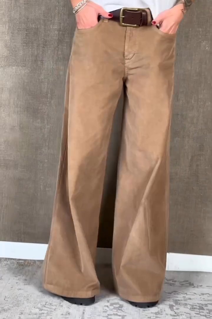 Women's Casual Solid Color Corduroy Wide Leg Pants Bottoms pants