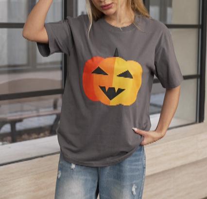 Women's Round Neck Short Sleeve Halloween Print Casual T-shirt top