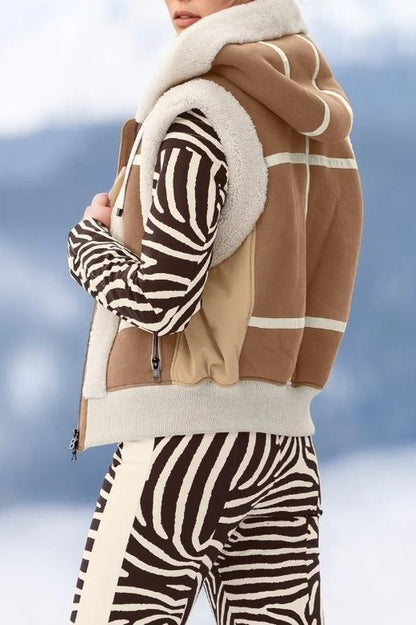 Women's Warm Sherpa Patchwork Vest Jacket Coats skirts Top