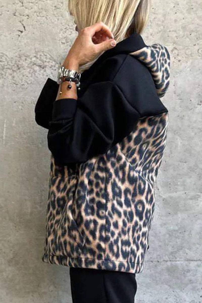 Leopard and Zebra Print Long-sleeve Zip Cardigan Cardigan Tops