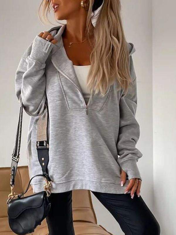 Women's Hooded Half-zip Long-sleeved Casual Sweatshirt Sweatshirt tops