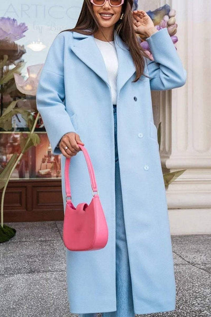 Women's Casual Lapel Long Trench Coat Coats Cotton Top