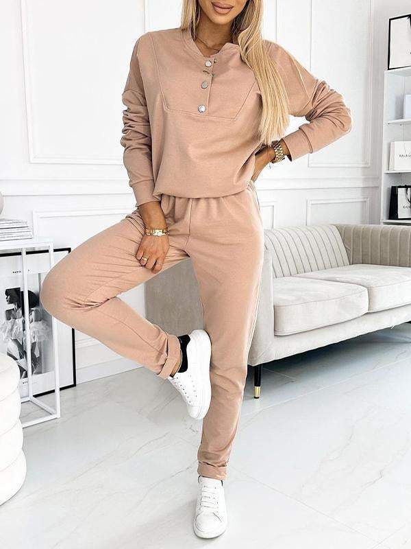 Women's Half-button Long-sleeved Casual Sports Suit Suit