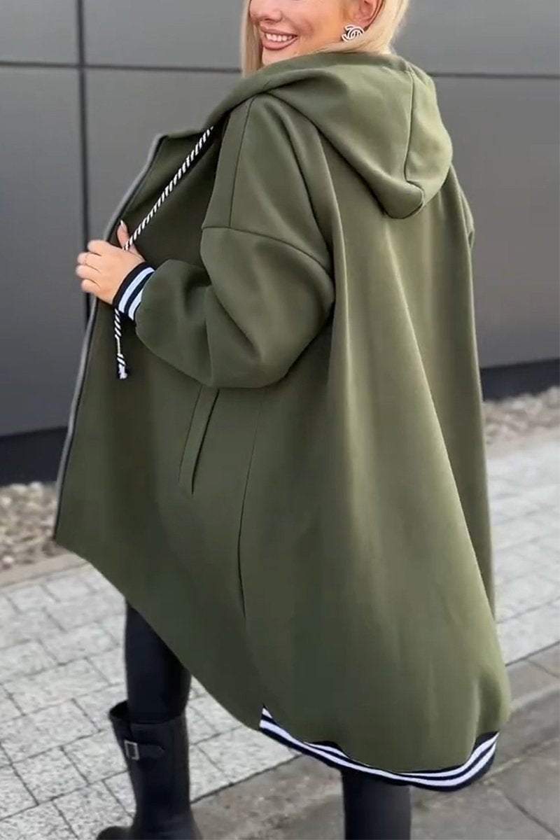 Women's Casual Hooded Zipper Jacket Coats Cotton Top