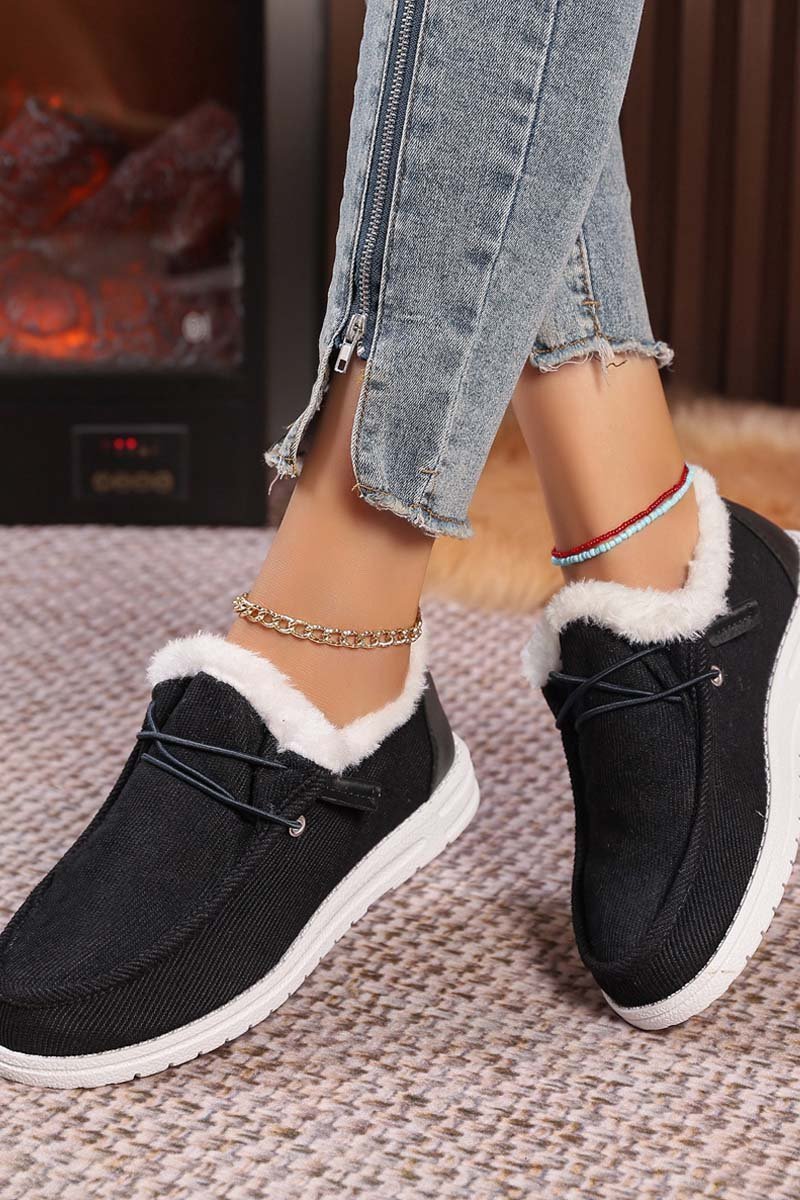 Women's round-toe lace-up plus velvet warm furry women's shoes Shoes