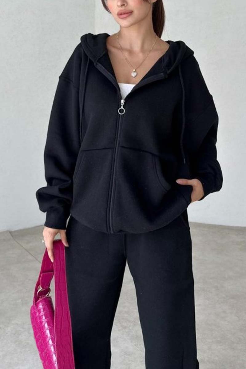 Women's Casual Sports Zip Hooded Sweatshirt and Pants Set Pant sets Sets Two piece sets