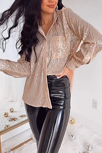 Women's Fashion Sequined Shirt Tops Shirt Tops