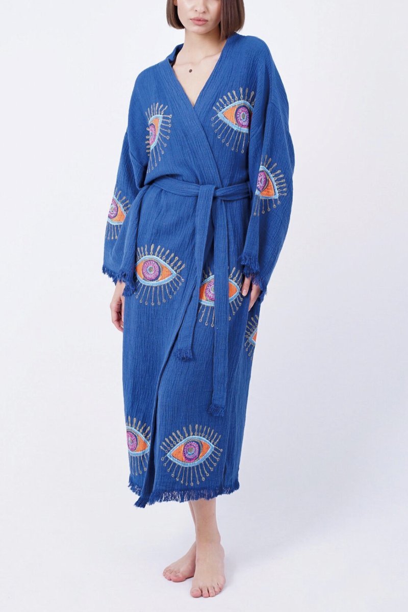 Women's Evil Eye Print Kimono Blouse Blouse Coat Top