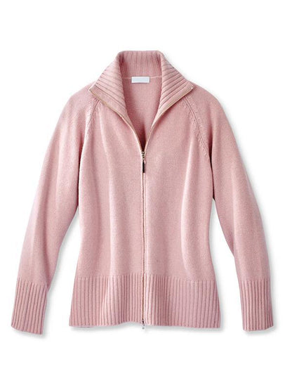 Women's Knitted Long Sleeve Lapel Half Zipper tops