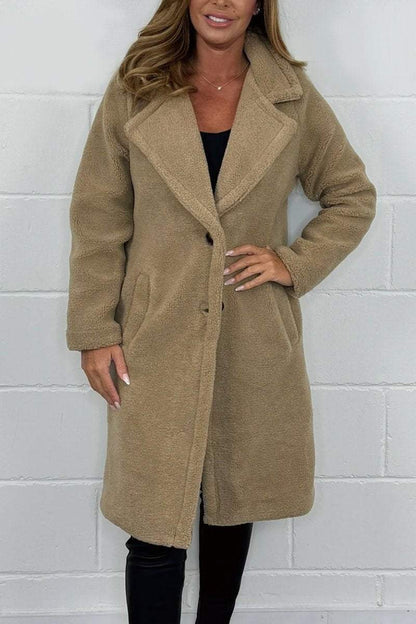 Women's solid color teddy coat Coats Overcoats Tops