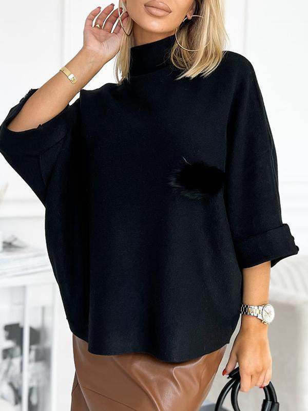 Women's Turtleneck Mid-long-sleeved Knit Sweater Top Sweater Tops