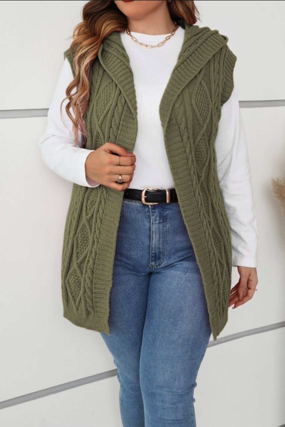 Women's casual sleeveless hooded knitted cardigan cardigans sweaters Top