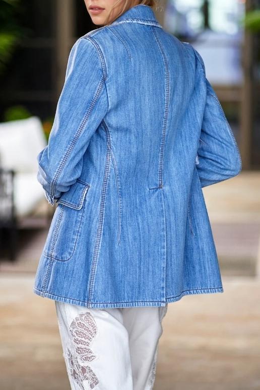 Women's Casual Solid Color Denim Blazer Coats skirts Top