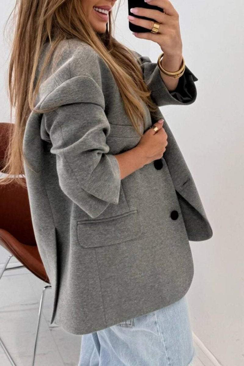 Women's Lapel Long Sleeve Solid Color Casual Jacket Coats Tops