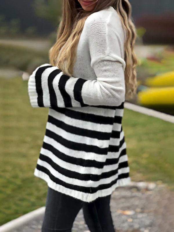 Women's Contrast Color Striped Sweater Top Top